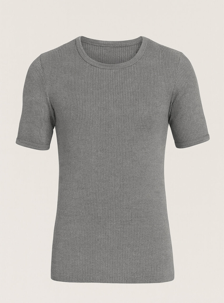 Maison-solfin - Tee-shirt thermique fin homme laine mérinos gris léger – 2