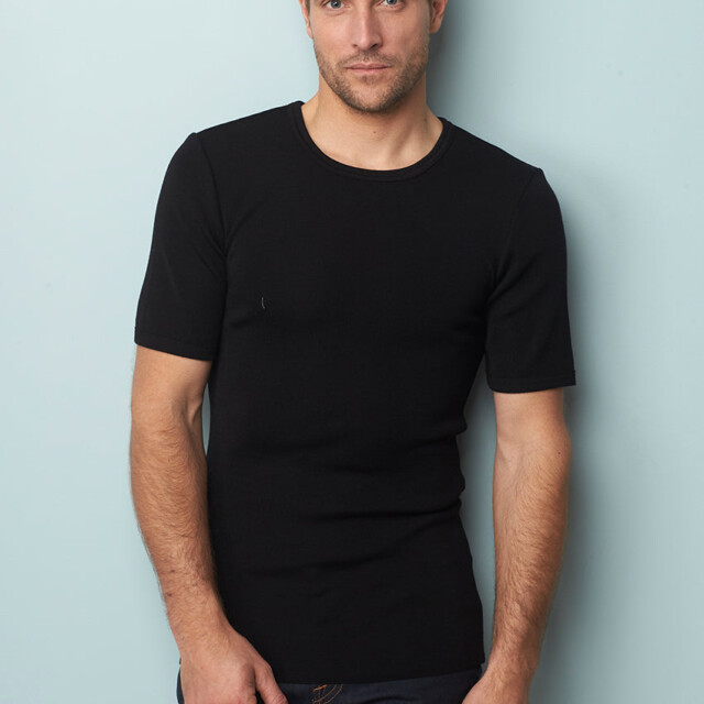 Maison-solfin - Tee-shirt thermique fin homme laine mérinos noir – 4
