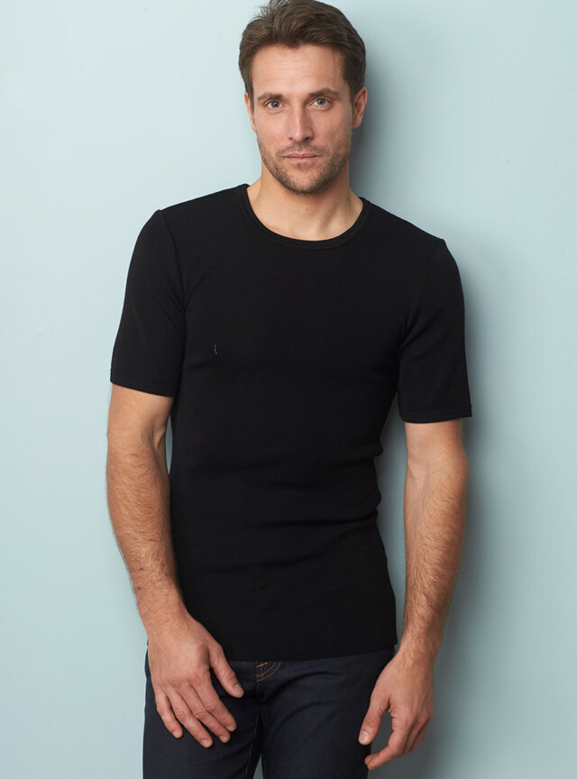 Maison-solfin - Tee-shirt thermique fin homme laine mérinos noir – 4