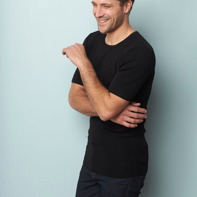 Maison-solfin - Tee-shirt thermique fin homme laine mérinos noir – 4