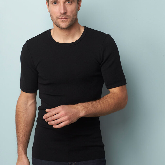 Maison-solfin - Tee-shirt thermique fin homme laine mérinos noir – 4