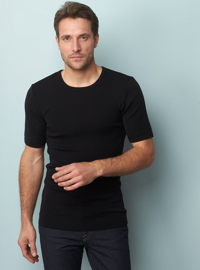 Maison-solfin - Tee-shirt thermique fin homme laine mérinos noir – 4