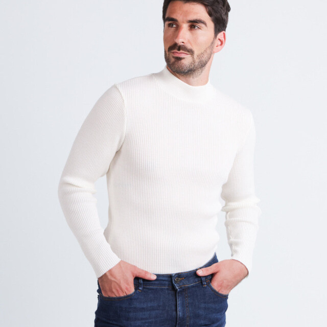 Maison-solfin - Pull homme 100% laine mérinos Blanc Naturel – 5