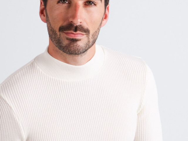 Maison-solfin - Pull homme 100% laine mérinos Blanc Naturel – 5