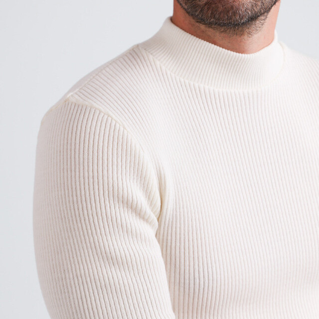 Maison-solfin - Pull homme 100% laine mérinos Blanc Naturel – 5