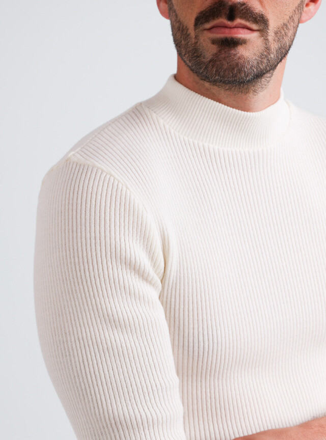 Maison-solfin - Pull homme 100% laine mérinos Blanc Naturel – 5