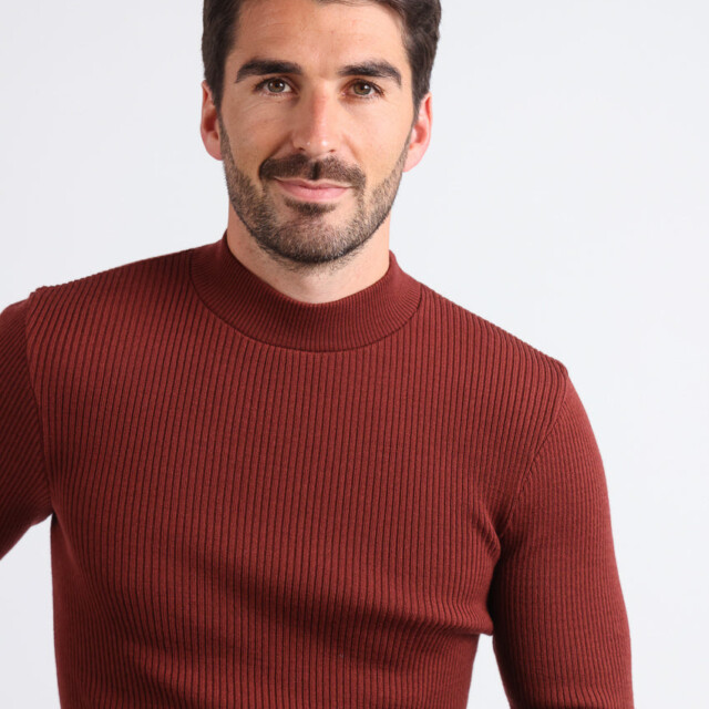Maison-solfin - Pull homme 100% laine mérinos rouge terre de sienne – 5
