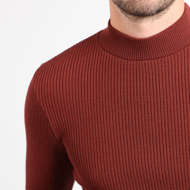 Maison-solfin - Pull homme 100% laine mérinos rouge terre de sienne – 5