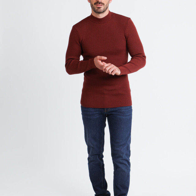 Maison-solfin - Pull homme 100% laine mérinos rouge terre de sienne – 5