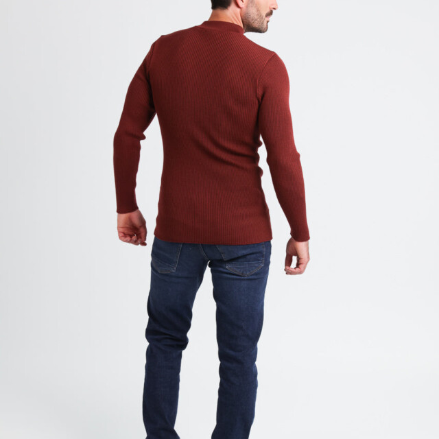 Maison-solfin - Pull homme 100% laine mérinos rouge terre de sienne – 5