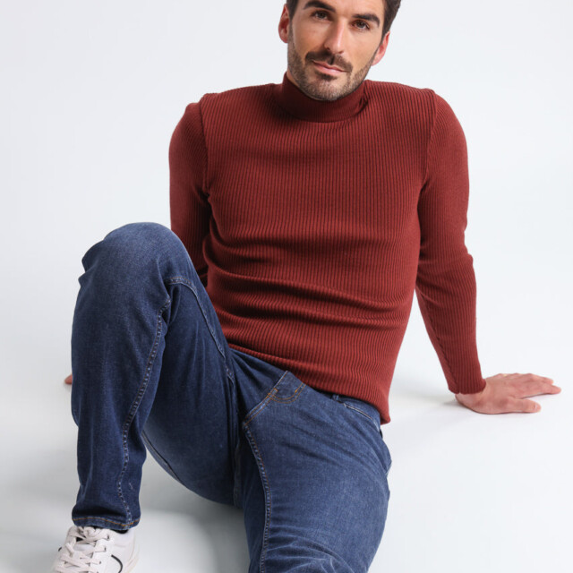 Maison-solfin - Pull homme 100% laine mérinos rouge terre de sienne – 5