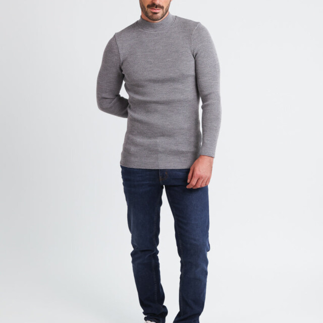 Maison-solfin - Pull homme 100% laine mérinos gris léger – 5