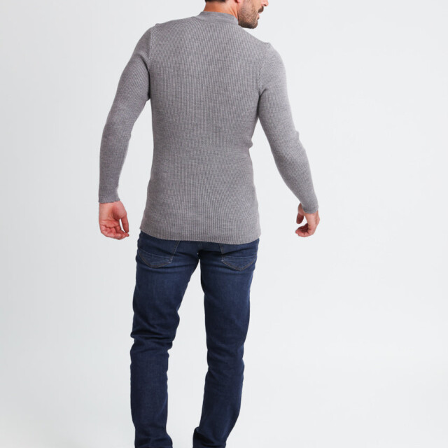 Maison-solfin - Pull homme 100% laine mérinos gris léger – 5