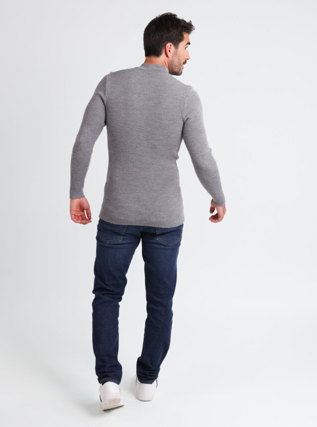 Maison-solfin - Pull homme 100% laine mérinos gris léger – 5