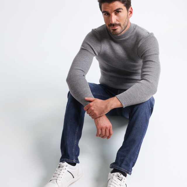 Maison-solfin - Pull homme 100% laine mérinos gris léger – 5