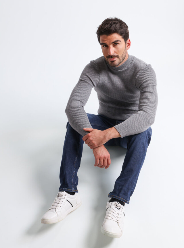 Maison-solfin - Pull homme 100% laine mérinos gris léger – 5