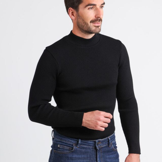 Maison-solfin - Pull homme 100% laine mérinos Noir – 5