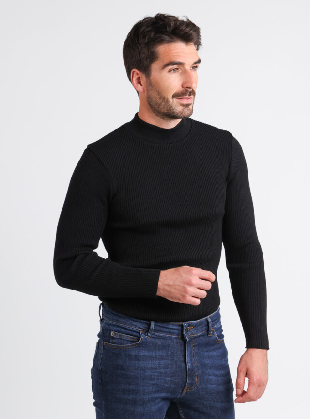 Maison-solfin - Pull homme 100% laine mérinos Noir – 5