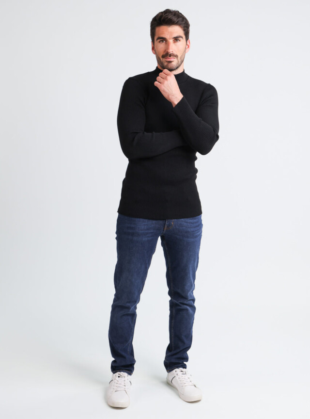 Maison-solfin - Pull homme 100% laine mérinos Noir – 5