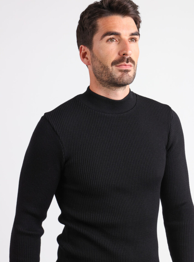 Maison-solfin - Pull homme 100% laine mérinos Noir – 5