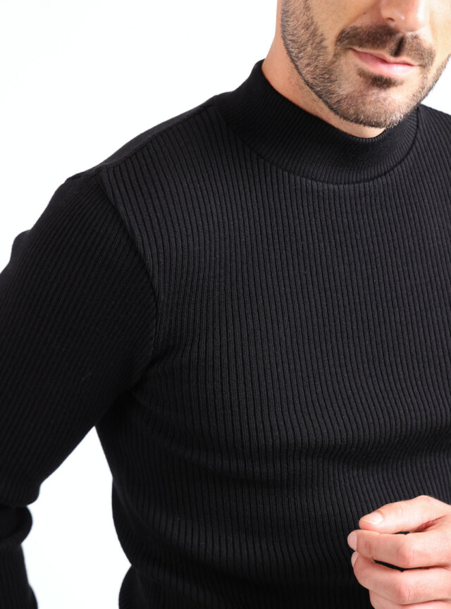 Maison-solfin - Pull homme 100% laine mérinos Noir – 5