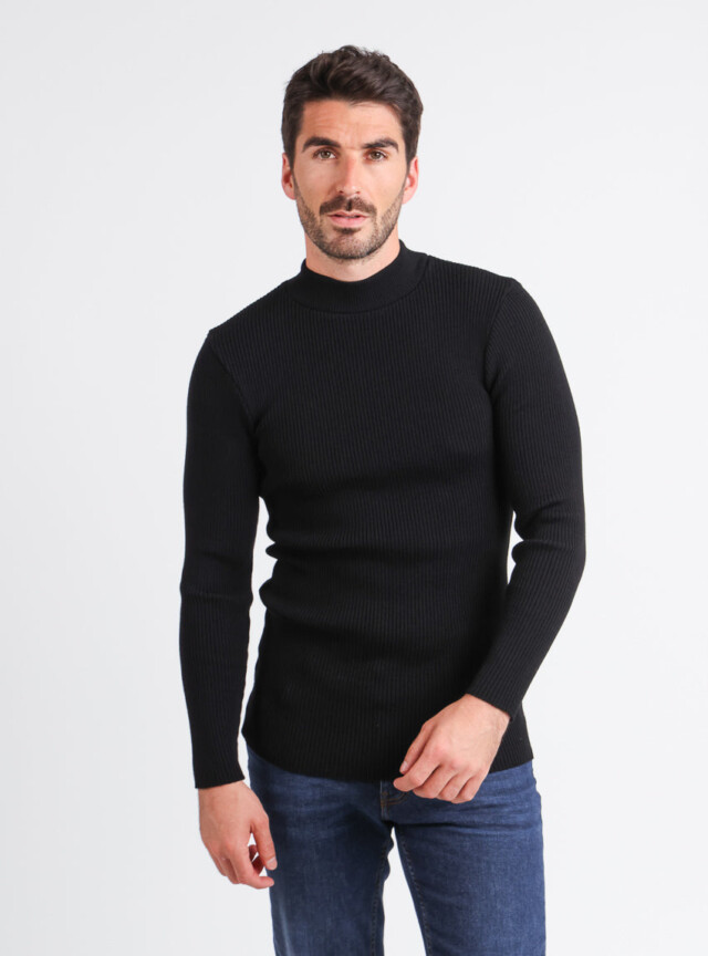 MAISON SOLFIN - Pull homme 100% laine mérinos Noir