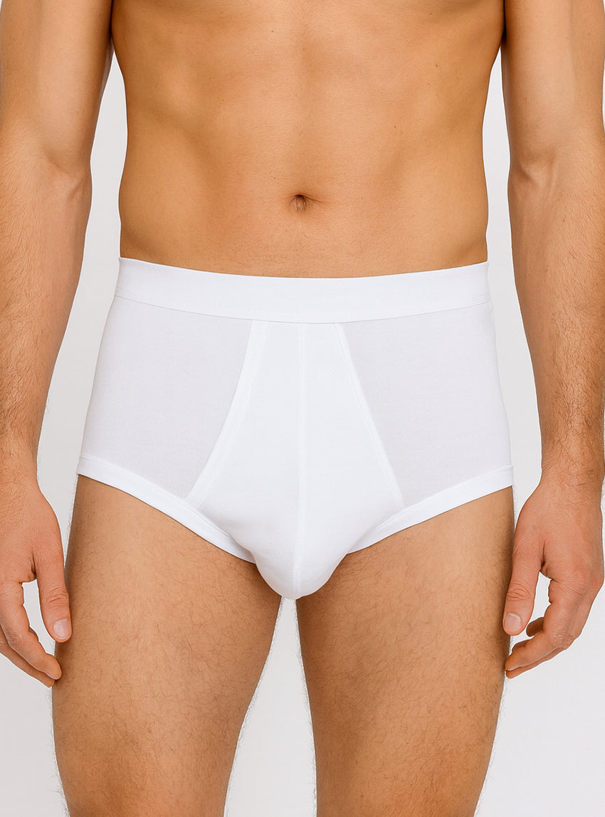 209 1 1 slip ouvert homme coton blanc Maison Solfin - Slip ouvert homme taille haute en coton blanc – 6