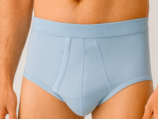 209 CIE 1 slip ouvert homme coton bleu ciel Maison Solfin - Slip ouvert homme taille haute en coton bleu ciel – 6