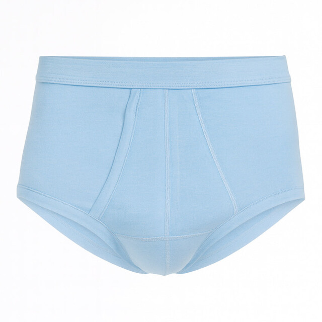 Maison Solfin - Slip ouvert homme taille haute en coton bleu ciel – 6