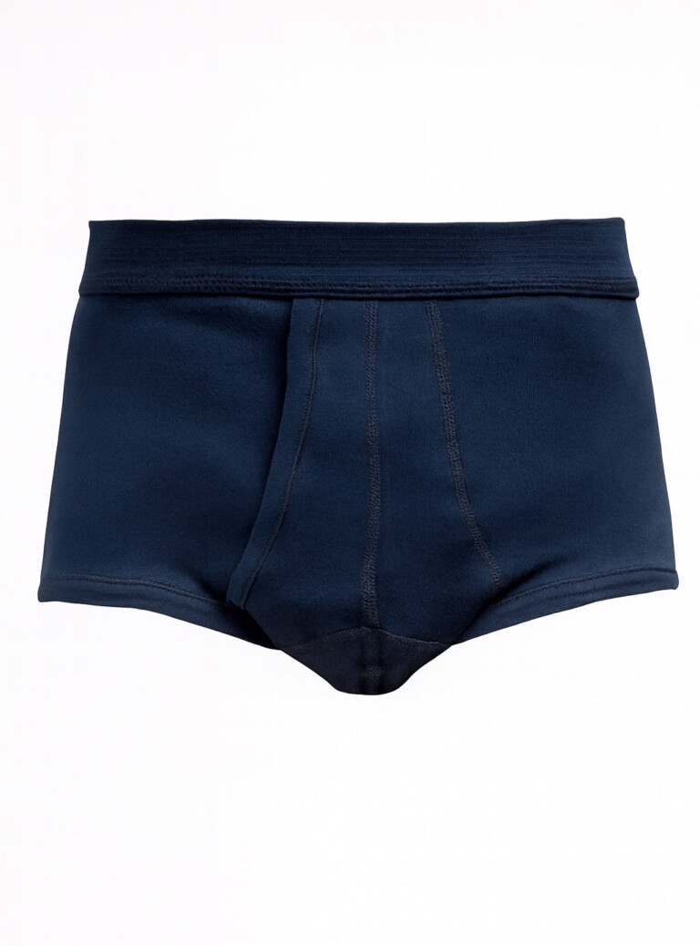 Maison Solfin - Slip ouvert homme taille haute en coton bleu marine – 6