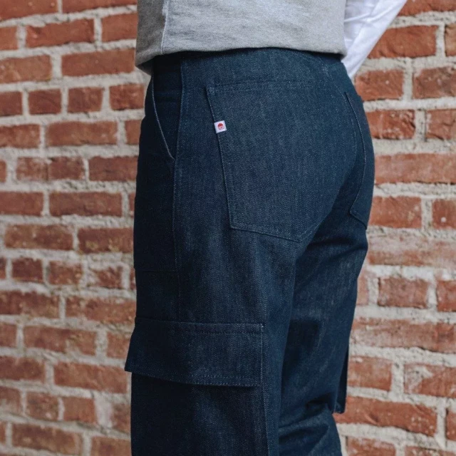 1083 - CARGO DROIT 211N coton bio superdenim bleu Femme
