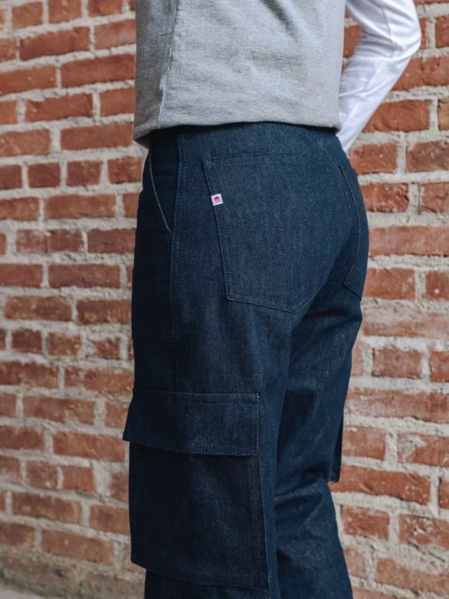 1083 - CARGO DROIT 211N coton bio superdenim bleu Femme