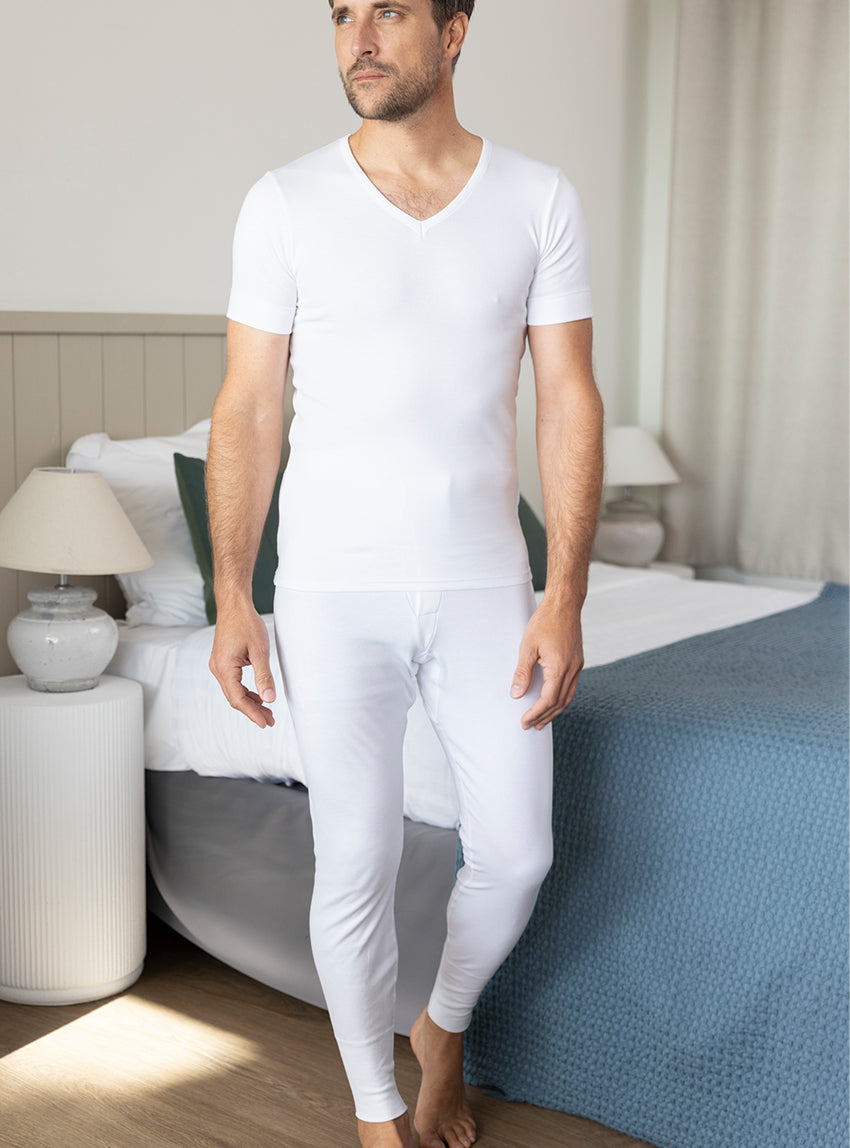 218 1 1 calecon long homme coton blanc Maison-solfin - Caleçon long homme ouvert en coton blanc – 6