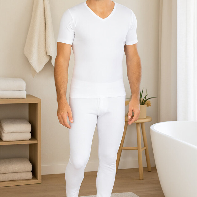 Maison-solfin - Caleçon long homme ouvert en coton blanc – 6