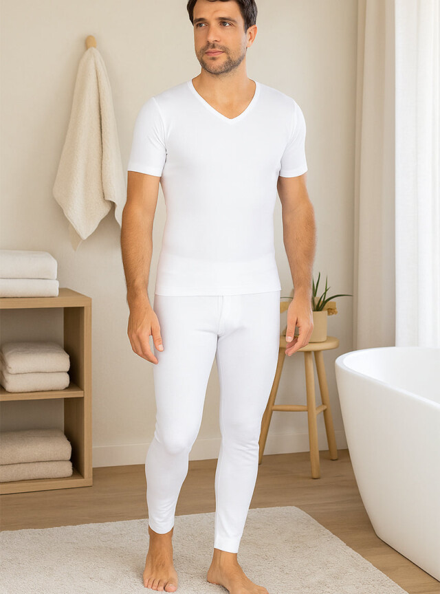 Maison-solfin - Caleçon long homme ouvert en coton blanc – 6
