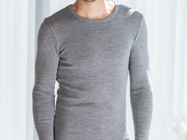 Maison-solfin - Tee-shirt manches longues thermique homme en laine gris léger – 5