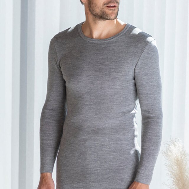 Maison-solfin - Tee-shirt manches longues thermique homme en laine gris léger – 5