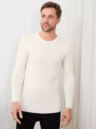 MAISON SOLFIN - Tee-shirt manches longues thermique homme blanc naturel