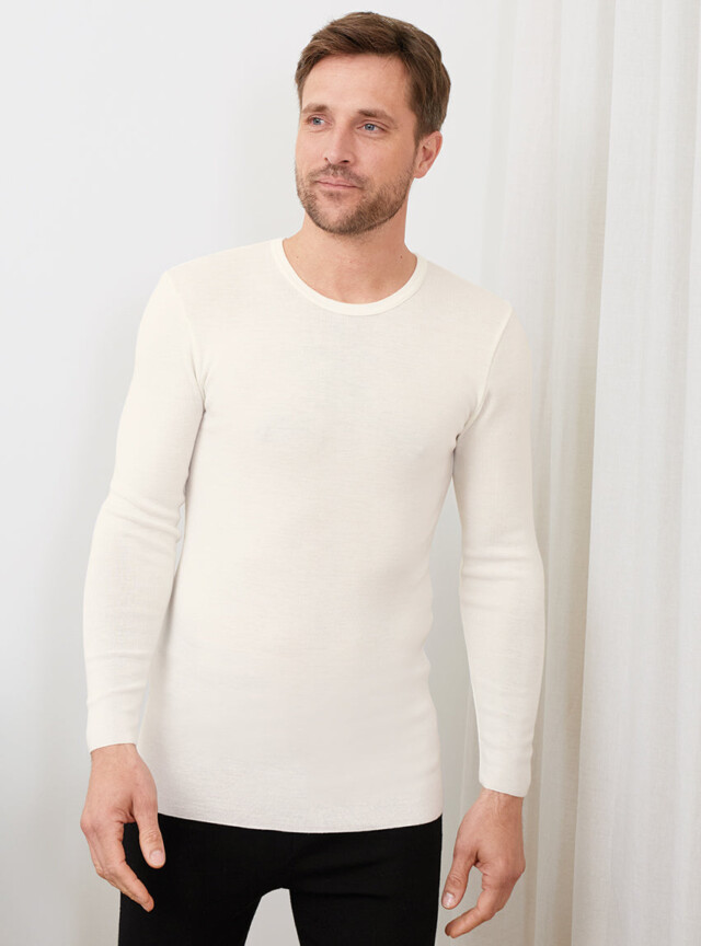 Tee-shirt manches longues thermique homme blanc naturel par la marque MAISON SOLFIN MAISON SOLFIN - Tee-shirt manches longues thermique homme blanc naturel