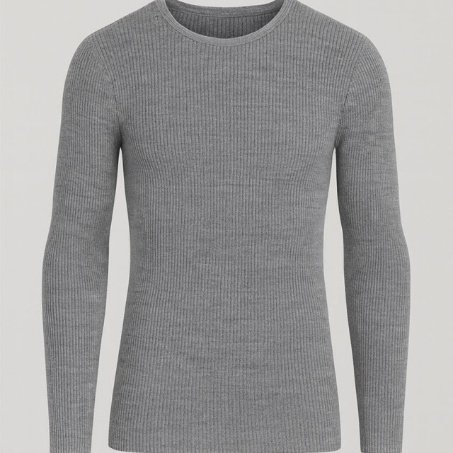 Maison-solfin - Tee-shirt thermique épais manches longues homme en laine gris léger – 5