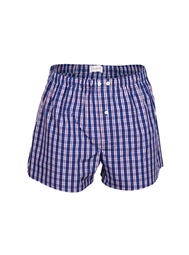 MAISON SOLFIN - Caleçon homme en coton carreaux bleu indigo