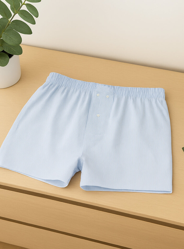 Maison-solfin - Caleçon homme coton rayé bleu – 6