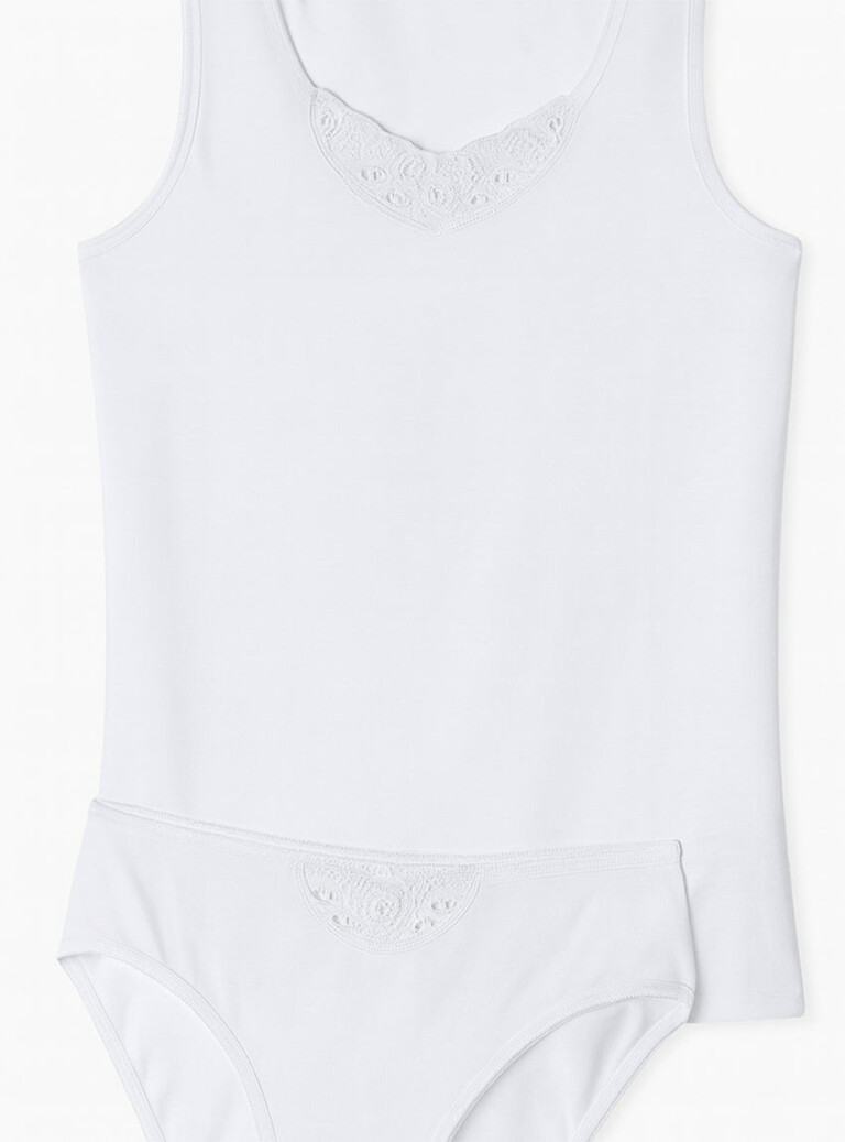 Maison-solfin - Culotte dentelle femme en coton blanc – 52