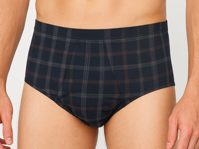 234 CMA 1 slip ouvert homme coton carreaux bleu marine Maison-solfin - Slip ouvert homme en coton carreaux bleu marine – 6