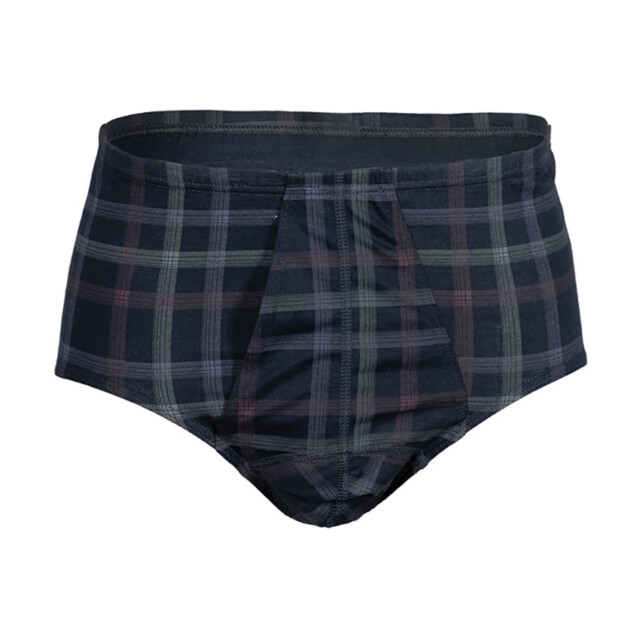 Maison-solfin - Slip ouvert homme en coton carreaux bleu marine – 6