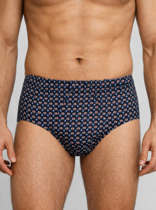 MAISON SOLFIN - Slip homme ouvert en coton imprimé bleu