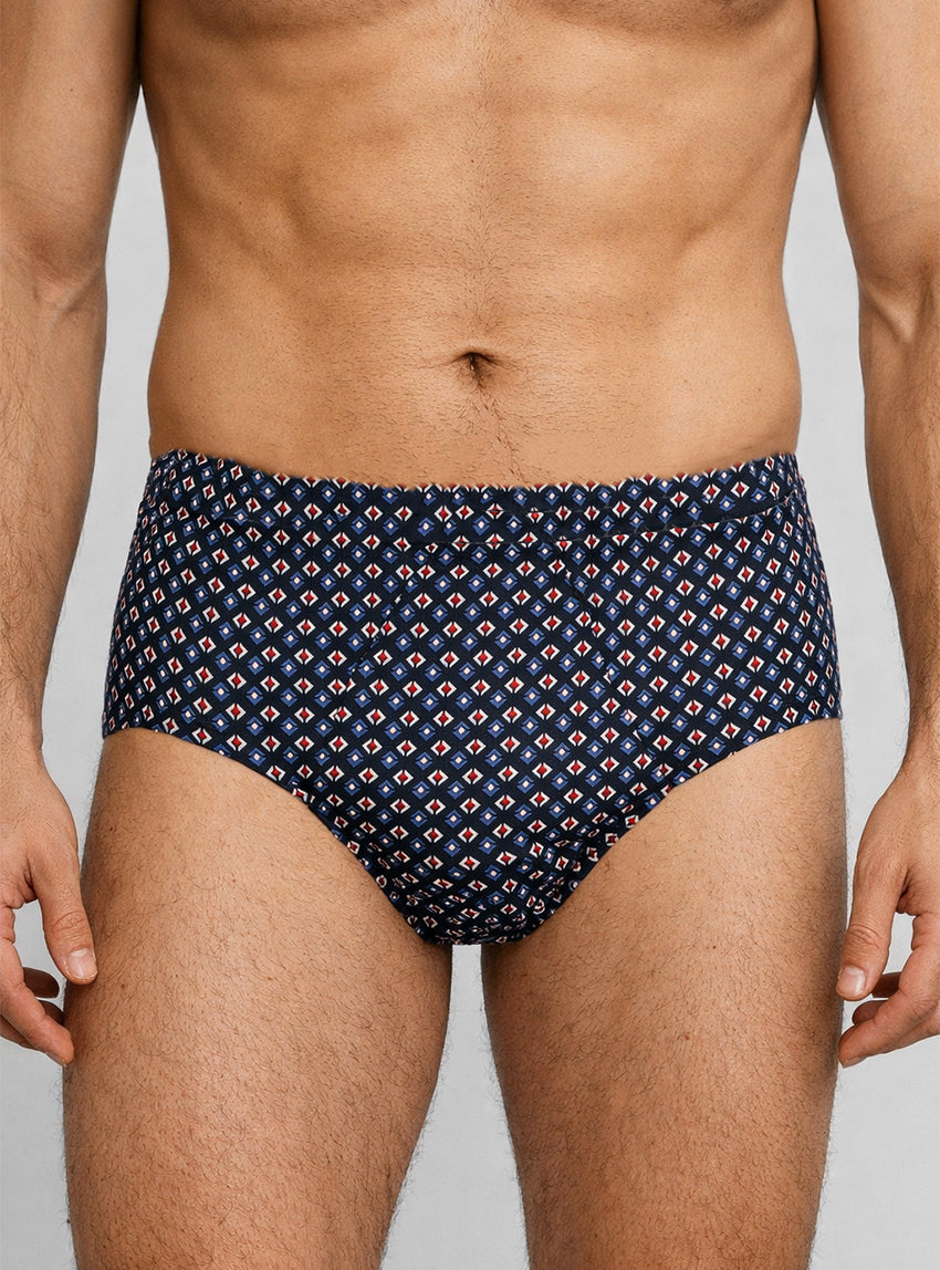 234 IMB 2 slip homme imprime bleu Maison-solfin - Slip homme ouvert en coton imprimé bleu – 6