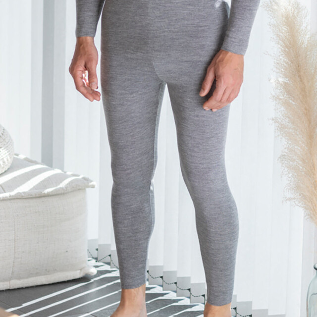 Maison-solfin - Caleçon long homme en laine mérinos gris léger – 5