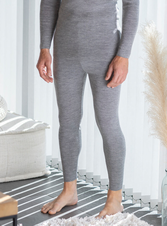 Maison-solfin - Caleçon long homme en laine mérinos gris léger – 5