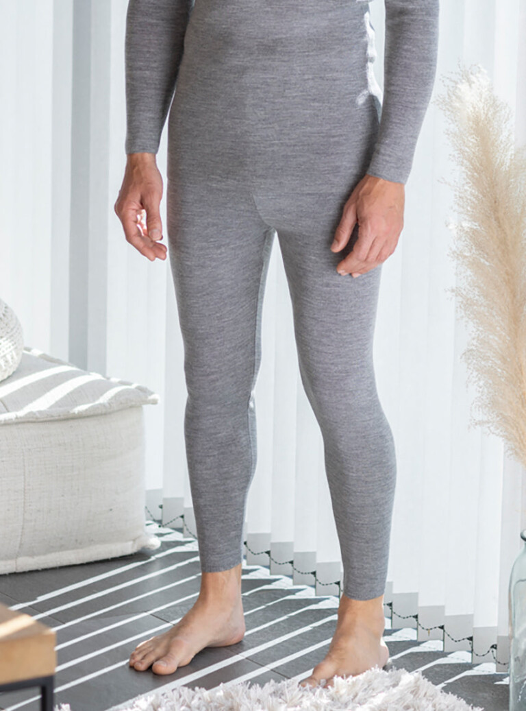 Maison-solfin - Caleçon long homme en laine mérinos gris léger – 5